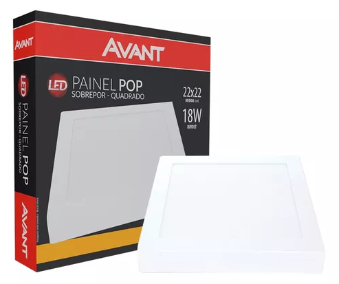 LUMINARIA SOBREPOR LED QUADRADA 18W 3000K AVANT